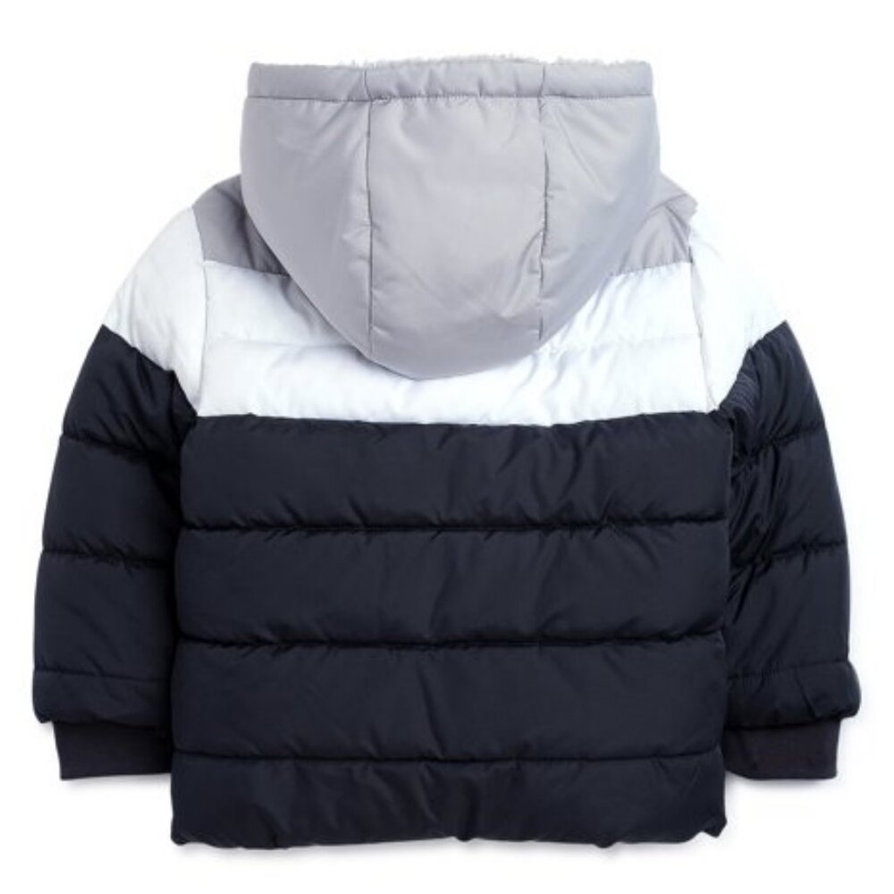 NWT Swiss Tech Toddler Size 4T Heavyweight Puffer Jacket Coat W/Hood Faux Sherpa - Picture 2 of 9